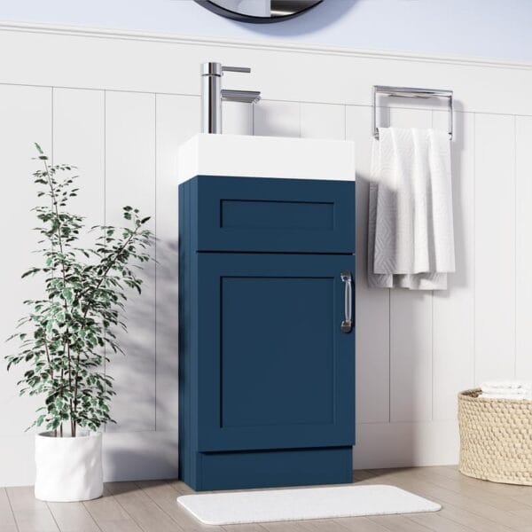 Crawley Blue 400mm Vanity Unit with Free Waste - Image 2