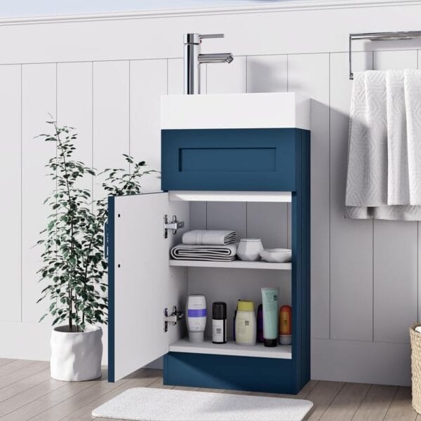 Crawley Blue 400mm Vanity Unit with Free Waste - Image 4