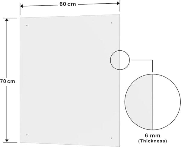 Transparent Glass Splashback 60x70cm