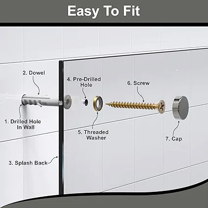 Transparent Glass Splashback 60x75cm fitting method