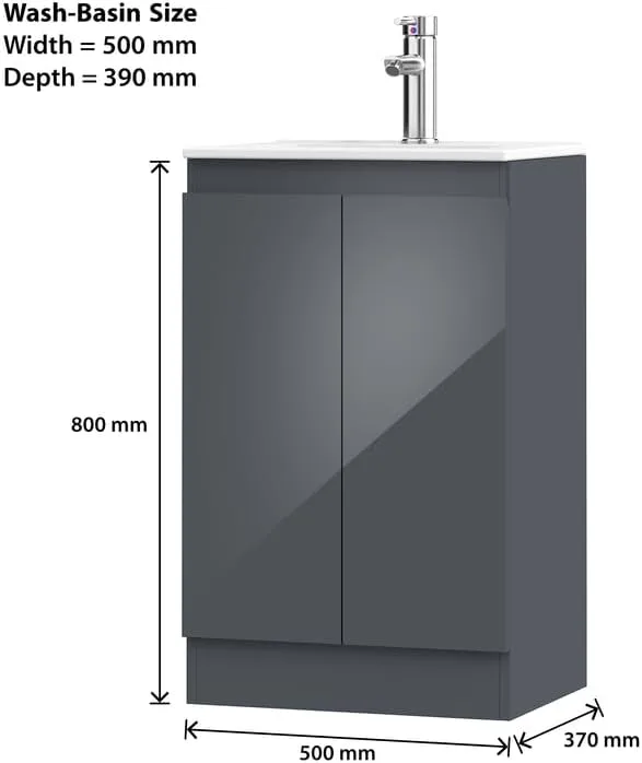 Denvor Grey 500mm Basin Vanity Unit