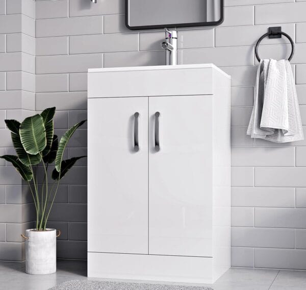 New York White 500mm Vanity Unit with Free Waste - Image 2