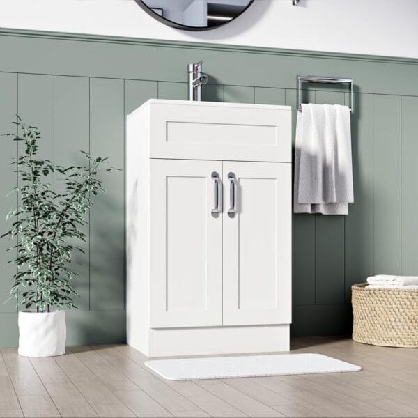 Crawley White 500mm Vanity Unit with Free Waste - Image 2