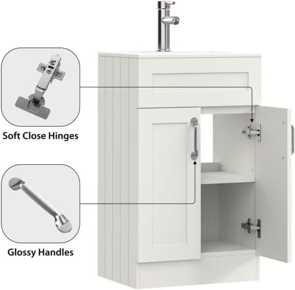 Crawley White 500mm Vanity Unit with Free Waste - Image 3