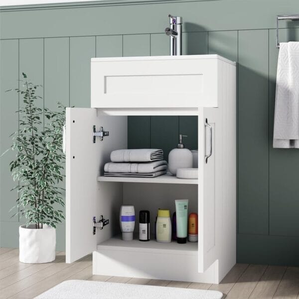 Crawley White 500mm Vanity Unit with Free Waste - Image 4