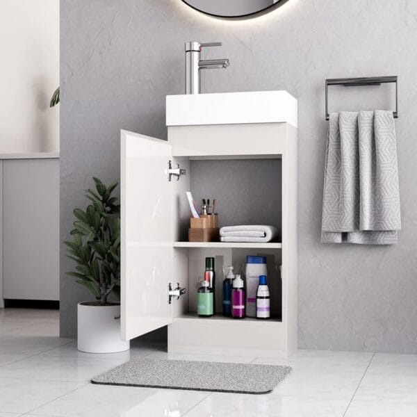 Denver White 400mm Vanity Unit with Free Waste - Image 2