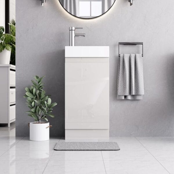 Denver White 400mm Vanity Unit with Free Waste