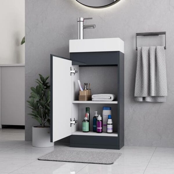 Denver Grey 400mm Vanity Unit with Free Waste - Image 4