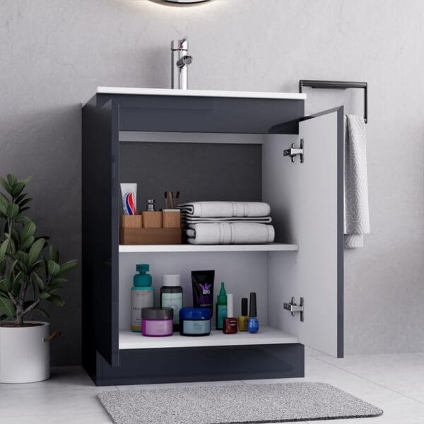 Denver Grey 500mm Vanity Unit with Free Waste - Image 4