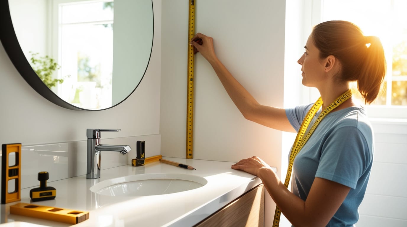 measuring space for installing a bathroom vanity unit