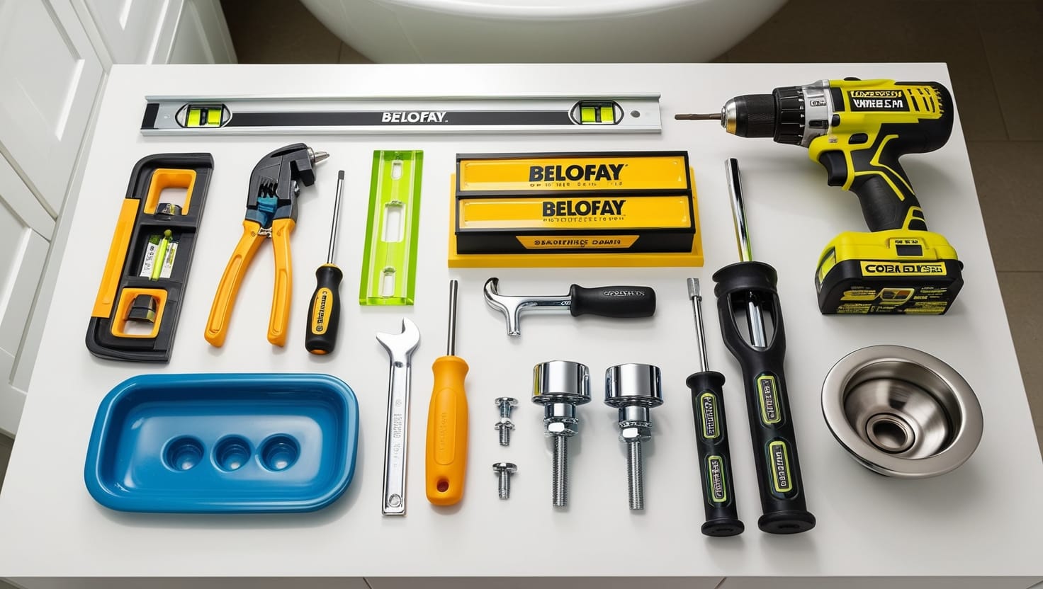 tools for installing a bathroom vanity unit