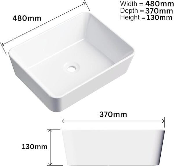 Ceramic bathroom countertop rectangle basin sink with waste for modern vanities