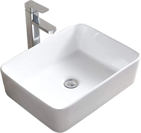 Ceramic bathroom countertop rectangle basin sink with waste for modern vanities