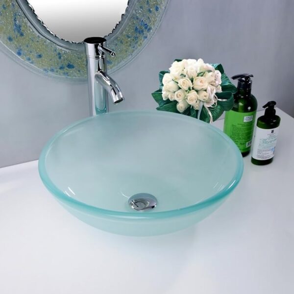 Frosted Glass Basin with Faucet