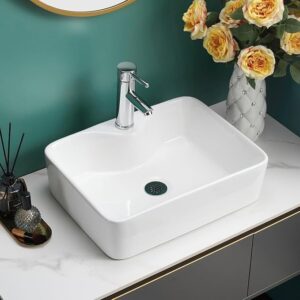 Gloss white ceramic cloakroom basin with countertop design for bathrooms