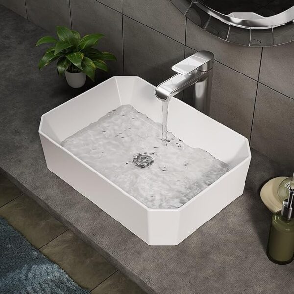 Gloss white ceramic cloakroom basin with countertop design for modern bathrooms