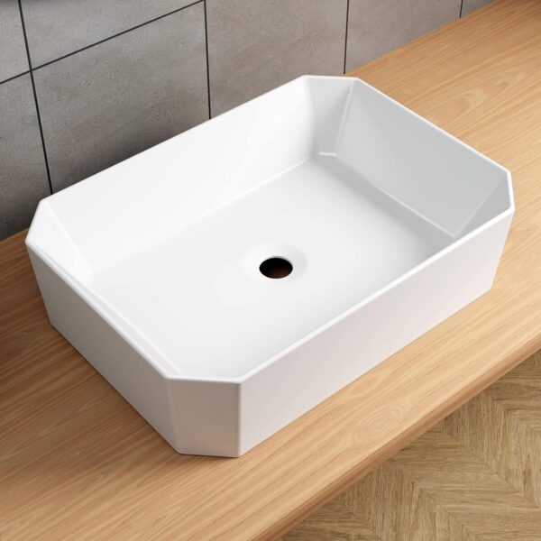 Gloss white ceramic cloakroom basin with countertop design for modern bathrooms