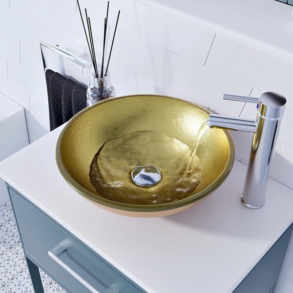 Gold Glass Basin with Countertop Sink