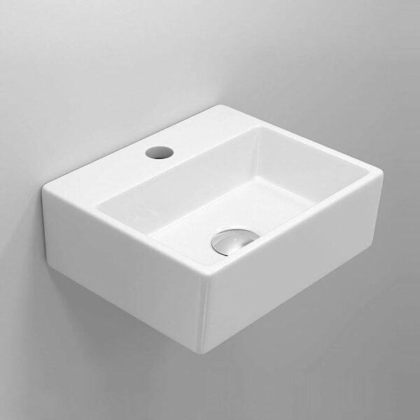 Modern Wall Hung Basin Square White Ceramic Space Saving Sink - Image 5