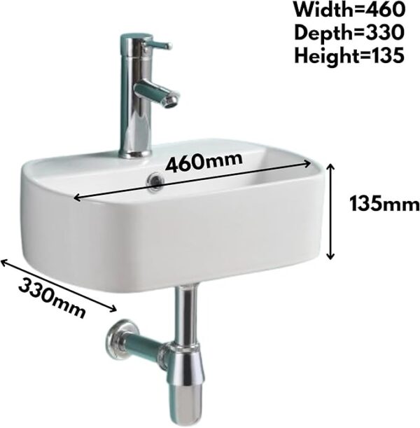 Modern Wall Hung Basin White Ceramic Sink - Image 2