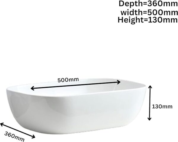 Gloss White Rectangular Countertop Basin - Image 2