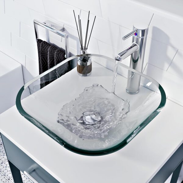 Rectangular Glass Basin with Faucet