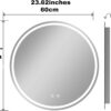 Dimensions of the BELOFAY 600mm round LED bathroom mirror, showcasing its slim 5cm thickness and modern design