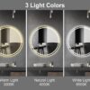 BELOFAY 600mm round LED bathroom mirror with three adjustable light colors: warm 3000K, natural 4000K, and white 6500K